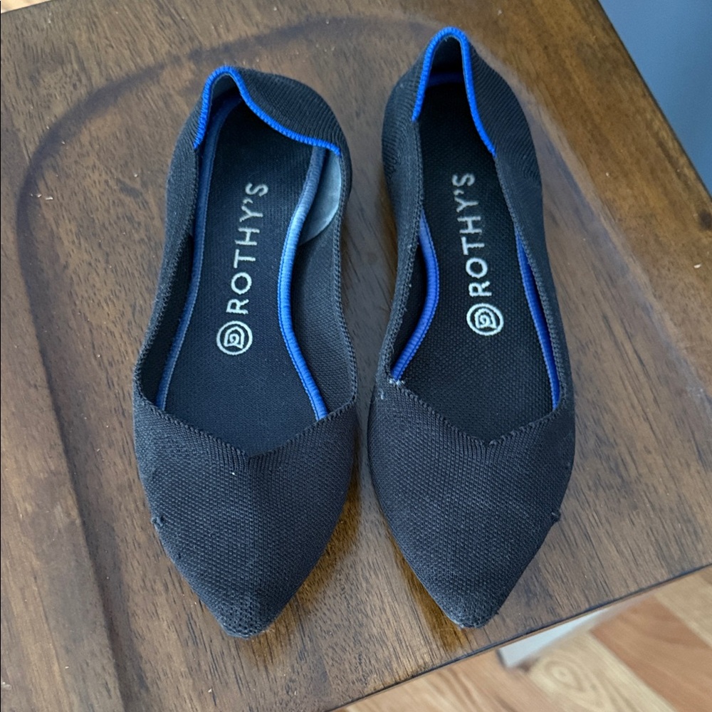 Rothy's Women's Flats in Black with Blue Accents
